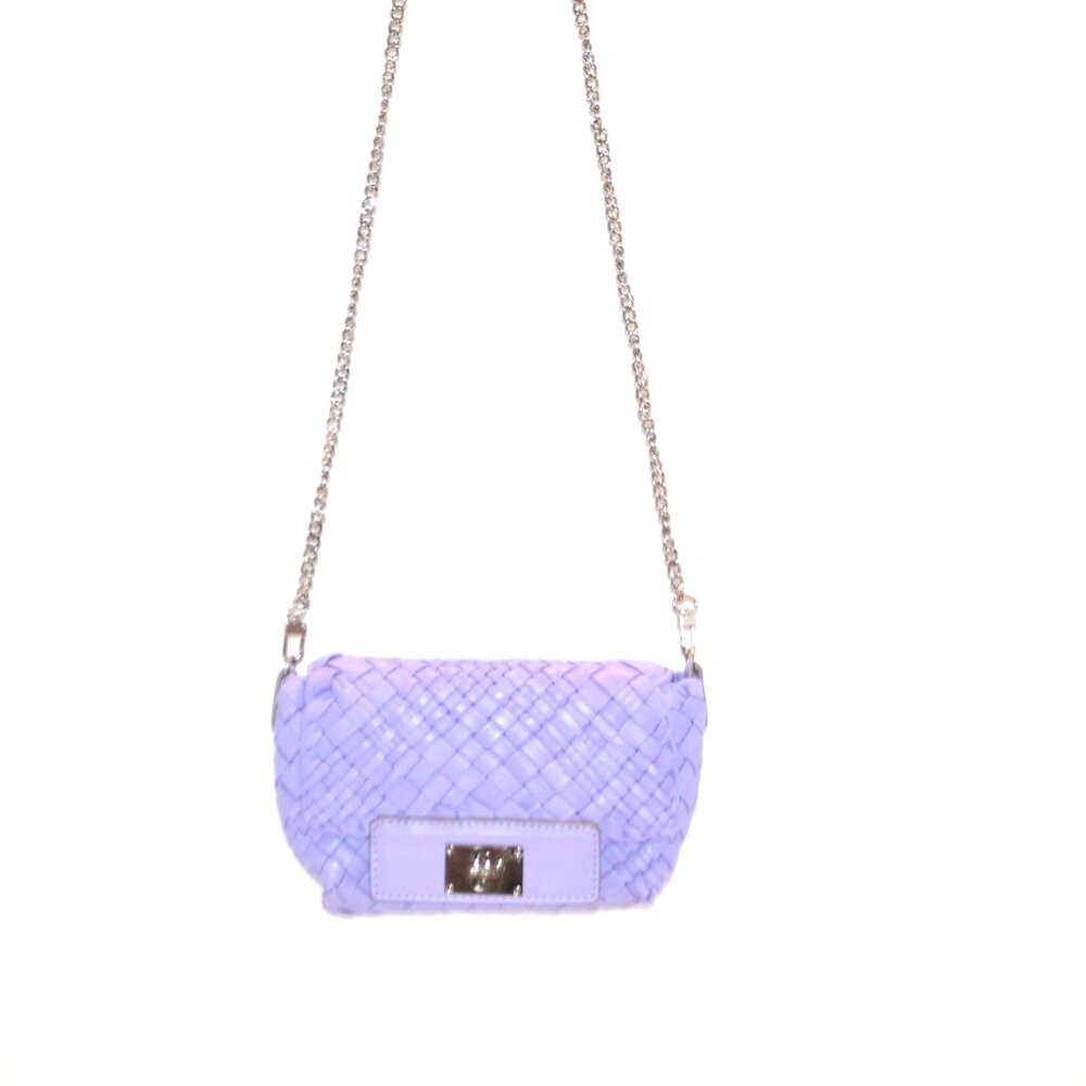 Lavender Woven Crossbody Bag with Chain Strap